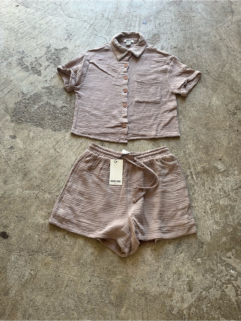 Rachel Paige Mauve Button-Up Cotton Gauze Shirt